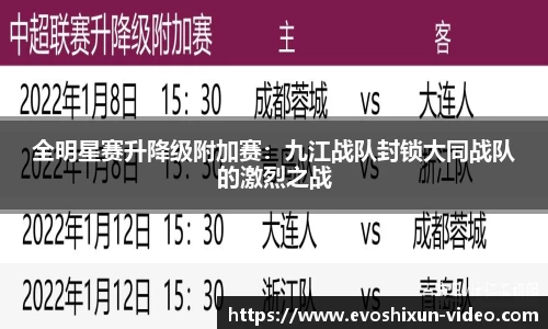 全明星赛升降级附加赛：九江战队封锁大同战队的激烈之战